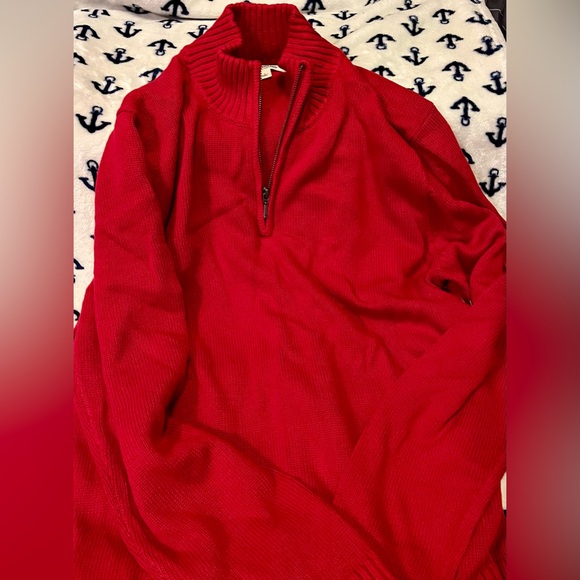 Men’s GoodThreads Red Size Large Sweater Half Zip - Picture 2 of 3